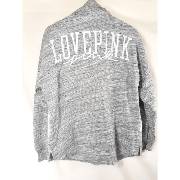 PINK Victoria's Secret Logo grey Long Sleeve turtle Neck sweatshirt Size XS - Picture 1 of 7
